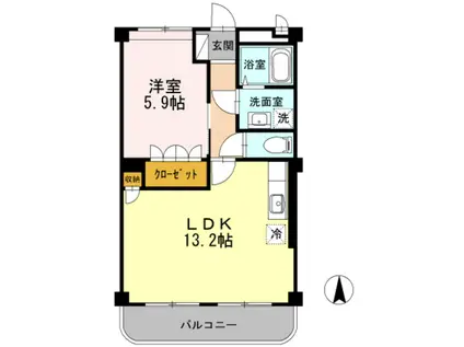 シャランテ橘I(1LDK/2階)の間取り写真