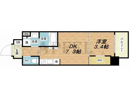 JPレジデンス大阪城東4(1DK/4階)の間取り写真