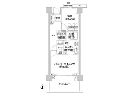 ブローテ横浜高島台(1LDK/8階)の間取り写真