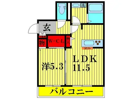 A-FIRST五反野(1LDK/3階)の間取り写真