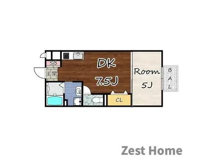 サンボナール(1DK/1階)の間取り写真