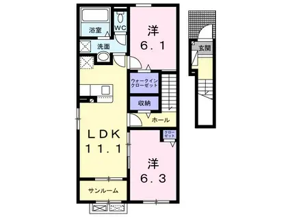 LUXOR G I(2LDK/2階)の間取り写真