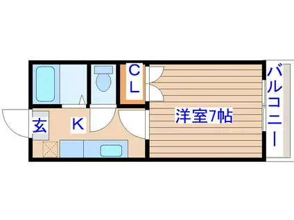 パールハイツ宮町(1K/2階)の間取り写真