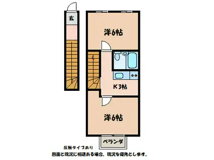 レジデンス穂高A(2K/2階)の間取り写真