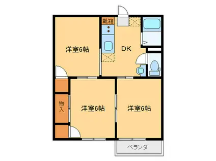 パールハイツA(3DK/1階)の間取り写真