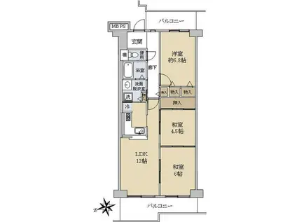 ルネ下鴨東(3LDK/7階)の間取り写真