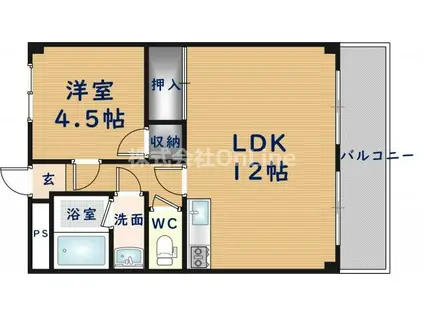 OMレジデンス八戸ノ里(1LDK/4階)の間取り写真