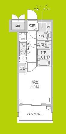プランドール新北野(1K/7階)の間取り写真