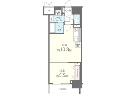 エルイソベ三宮(1LDK/12階)の間取り写真
