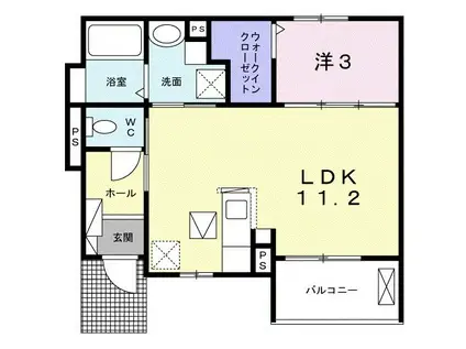 ラ・ルーチェII(1LDK/1階)の間取り写真
