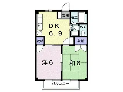 ニューシティ三輪(2DK/2階)の間取り写真