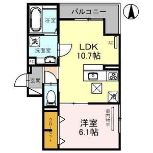 D-ROOM武庫之荘(1LDK/1階)の間取り写真