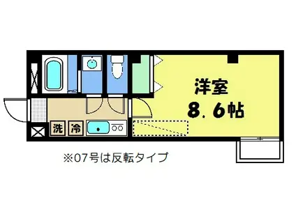 フラッティ大徳寺南(1K/2階)の間取り写真