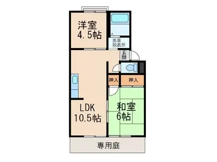 コーポパルファム(2LDK/1階)の間取り写真