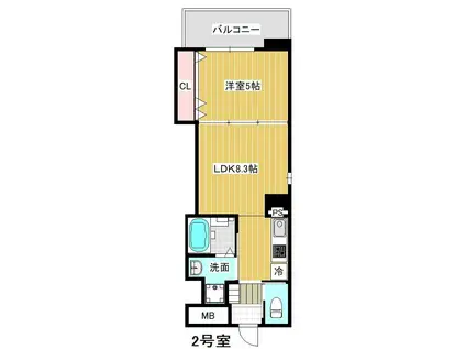 POTHOS呉本通(1LDK/14階)の間取り写真