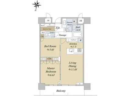 パークタワー西新宿(2LDK/38階)の間取り写真
