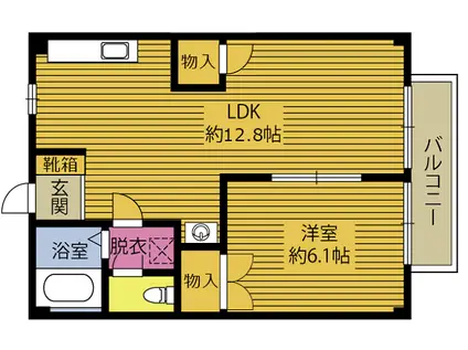 ビバリーヒルズ・21(1LDK/1階)の間取り写真