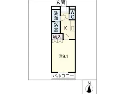 パークサイドヒロ(1K/1階)の間取り写真