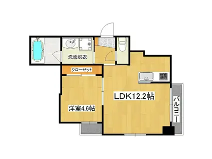 インサイドガーデン(1LDK/8階)の間取り写真