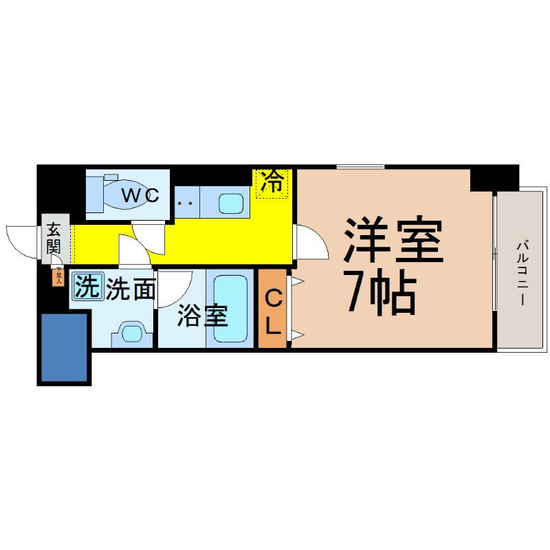 グランフルール(1K/2階)の間取り写真