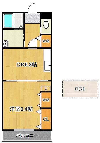 アモル筑前(1DK/1階)の間取り写真
