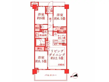 BRILLIA CITY 横浜磯子 A棟 ブリリアシティ横浜磯子(3LDK/6階)の間取り写真