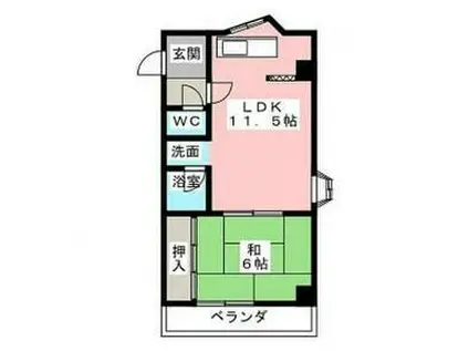 ヴァーチューハウス(1LDK/2階)の間取り写真
