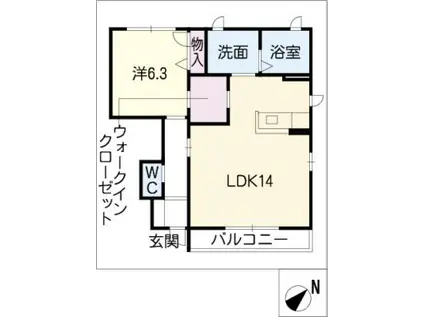 ディアコート蔵子7 B棟(1LDK/1階)の間取り写真