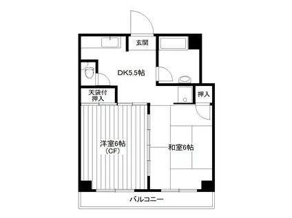 八幡コーポラス(2DK/3階)の間取り写真