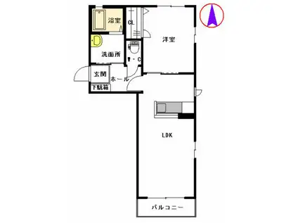 クラヴィエ隼人 I棟(1LDK/2階)の間取り写真