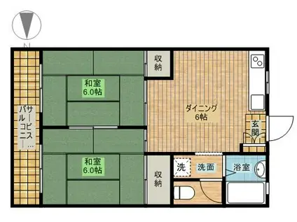 ファミール千葉(2DK/2階)の間取り写真