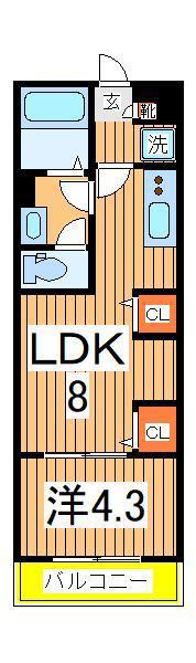 リブリ・南柏2(1LDK/2階)の間取り写真