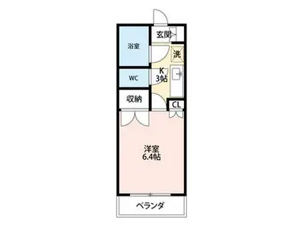 スタジオK(1K/2階)の間取り写真