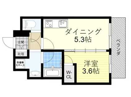 ライフフィールドなにわ本町RUELLE(1DK/13階)の間取り写真