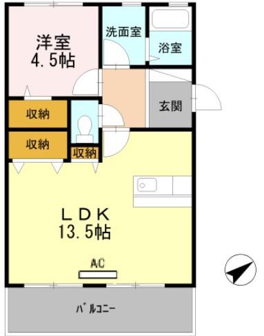 フジコーポ(1LDK/3階)の間取り写真