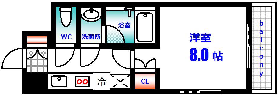 ロアール榎町(1K/6階)の間取り写真
