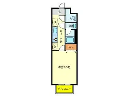 アミティハイツ 守山市立入町(1K/1階)の間取り写真