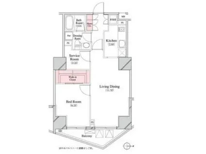 パークキューブ八丁堀(1SLDK/7階)の間取り写真