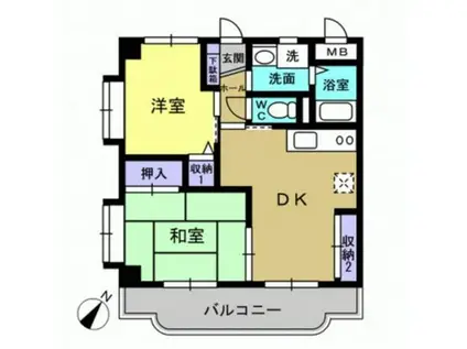 ティアラハイツ栄門(2DK/3階)の間取り写真