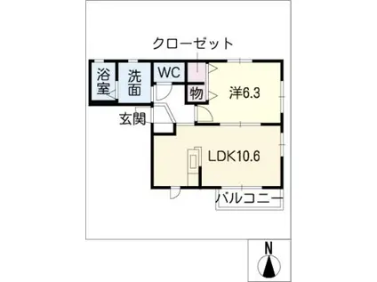アベール島原(1LDK/2階)の間取り写真