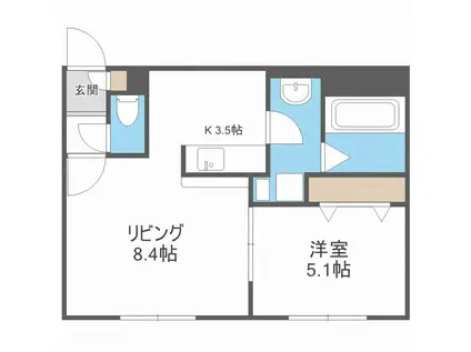 KALMIA桑園(1LDK/3階)の間取り写真
