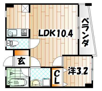 FORZA馬借(1LDK/3階)の間取り写真