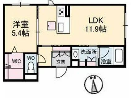 SHAMAISON御幸通(1LDK/1階)の間取り写真