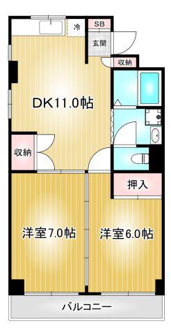 シャンテちくさ(2DK/2階)の間取り写真