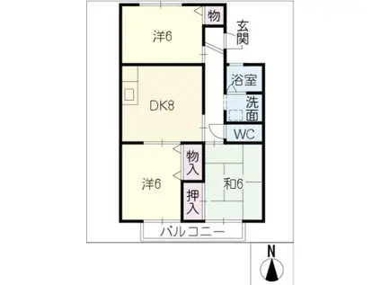 ブリリアントメゾン A(3DK/1階)の間取り写真