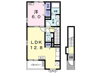リヴェールI(1LDK/2階)の間取り写真