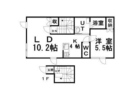 アウル駒場(1LDK/2階)の間取り写真
