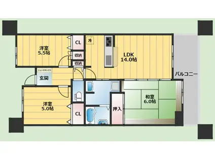 シティコート曽根東町五番館(3LDK/10階)の間取り写真
