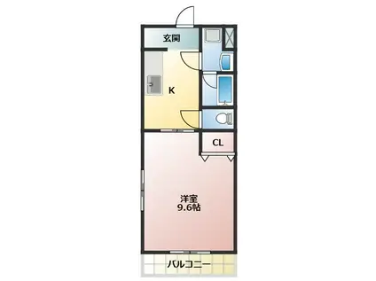 グリシーヌ(1K/1階)の間取り写真