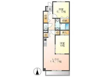 プレアール名古屋神宮寺(2LDK/4階)の間取り写真